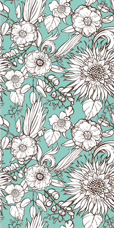 Vinyl tapijt bloemen en planten bloemenprint patroon - TenStickers