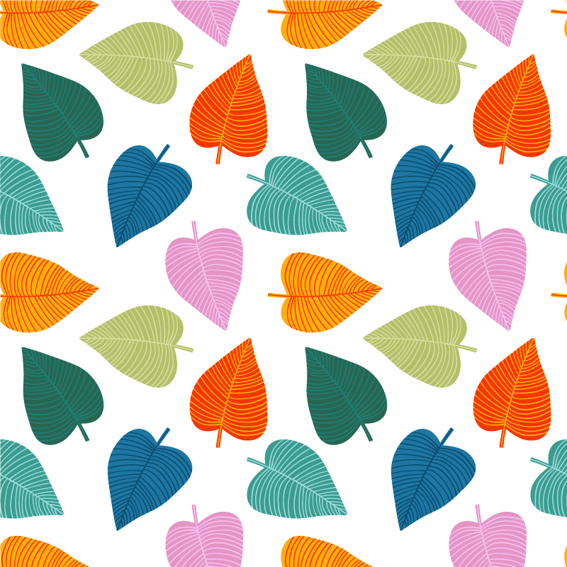 Vinyl tapijt bloemen en planten levendige bladmotieven - TenStickers