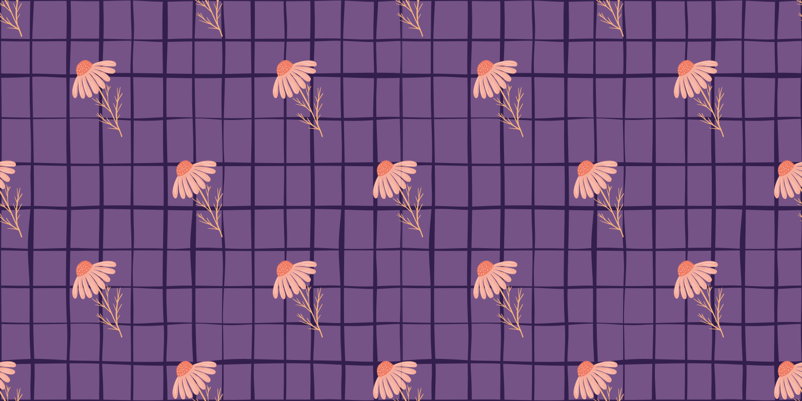 Vinyl tapijt bloemen en planten paarse bloempatroon - TenStickers