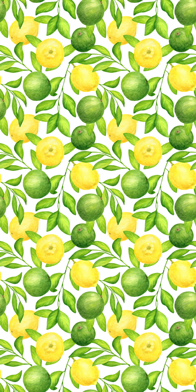 Vinyl tapijt bloemen en planten citroen en limoen patroon - TenStickers