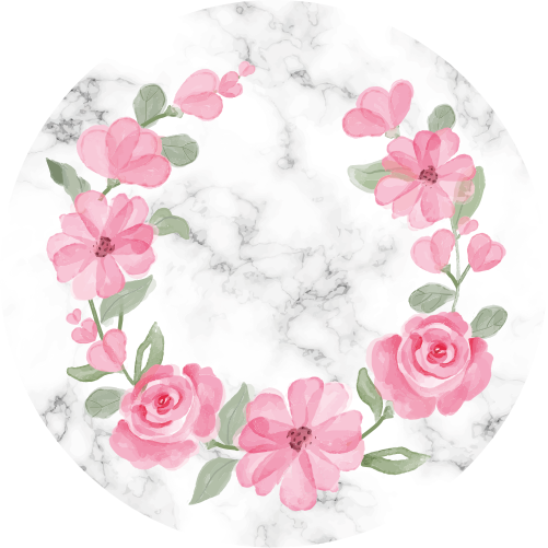Vinyl tapijt slaapkamer bloemenkrans met marmer - TenStickers