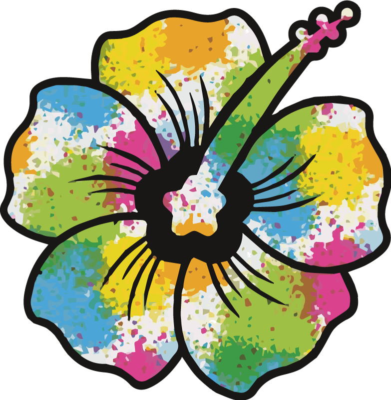 Vinyl tapijt slaapkamer kleurrijke hibiscus bloesem - TenStickers