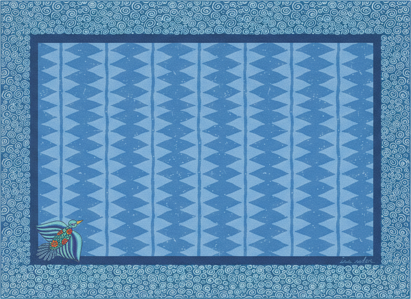 Vinyl tapijt woonkamer met blauw vogelpatroon - TenStickers
