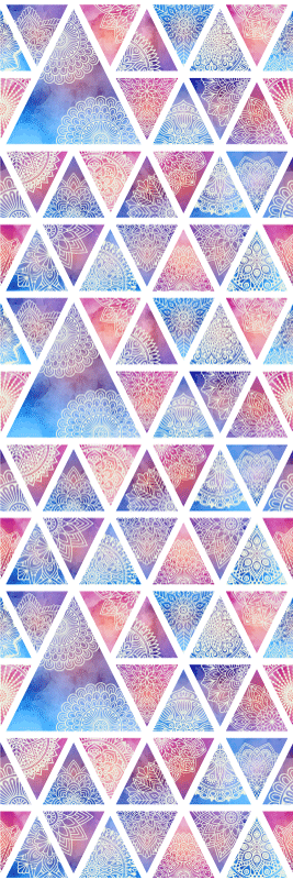 Vinyl tapijt geometrisch etnische bloemetjes driehoeken - TenStickers
