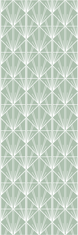 Vinyl tapijt geometrisch modern kunst groen en wit patroon - TenStickers