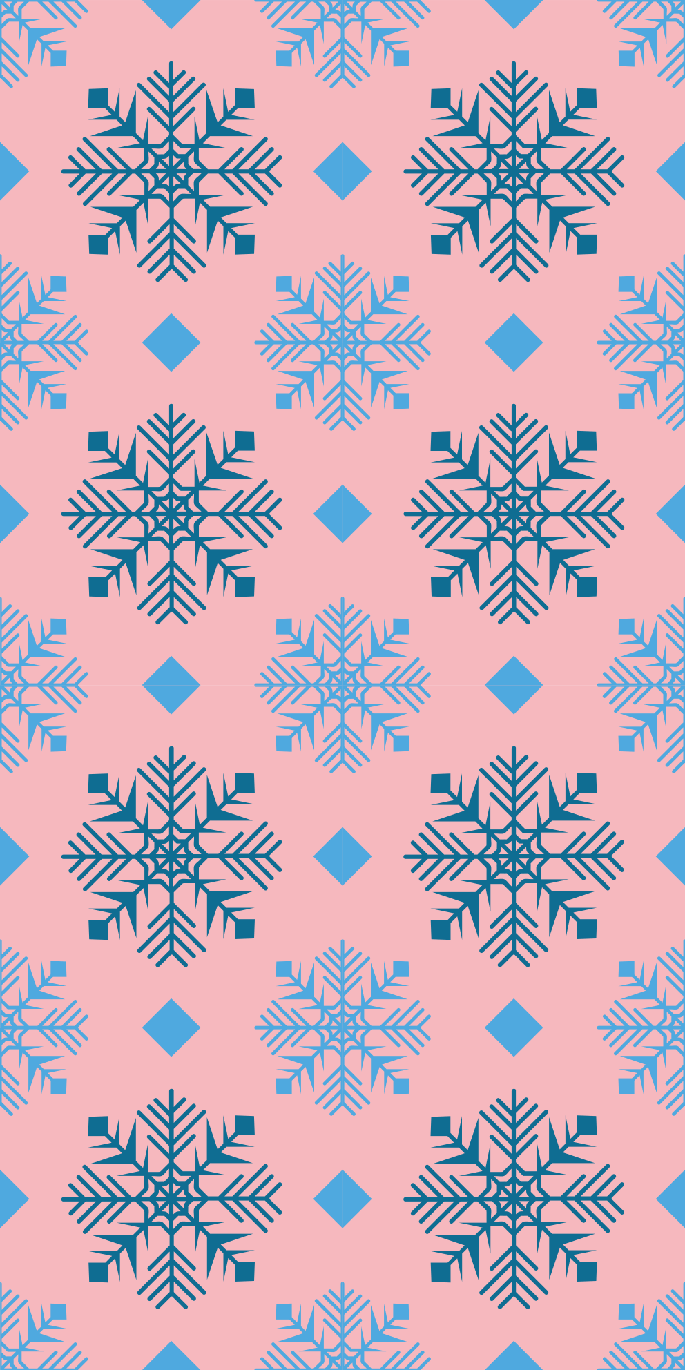 Vinyl tapijt kerstmis roze en blauwe sneeuwvlokken patroon - TenStickers