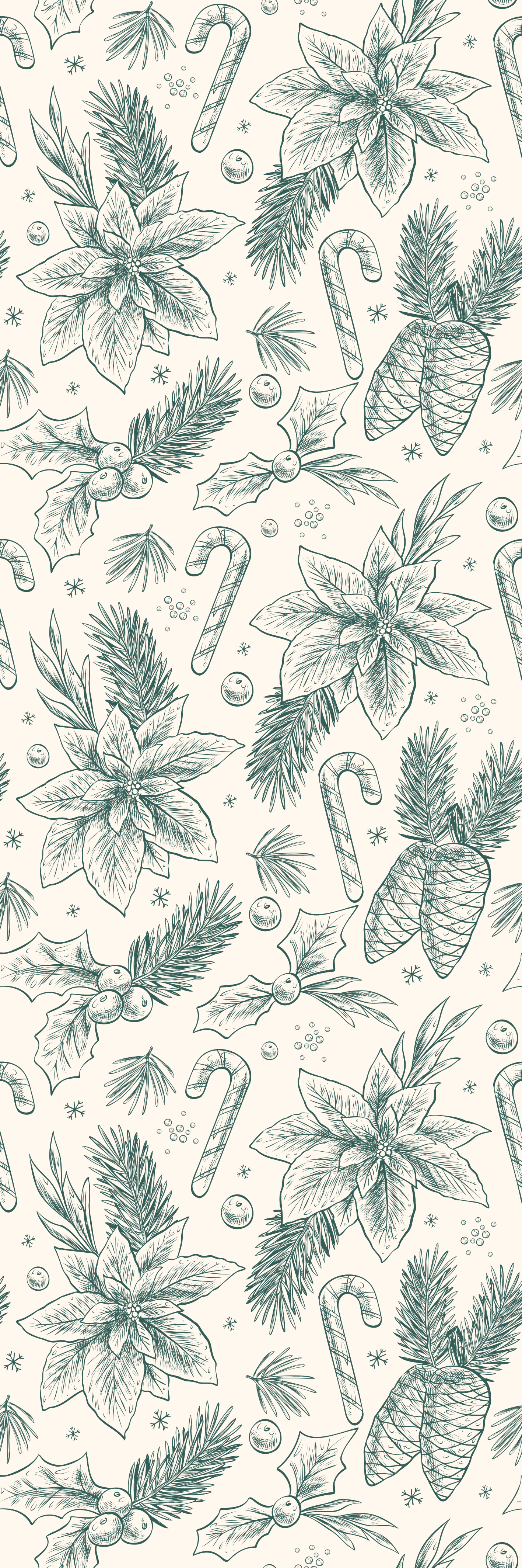 Vinyl tapijt kerstmis handgetekende cadeaupatroon - TenStickers