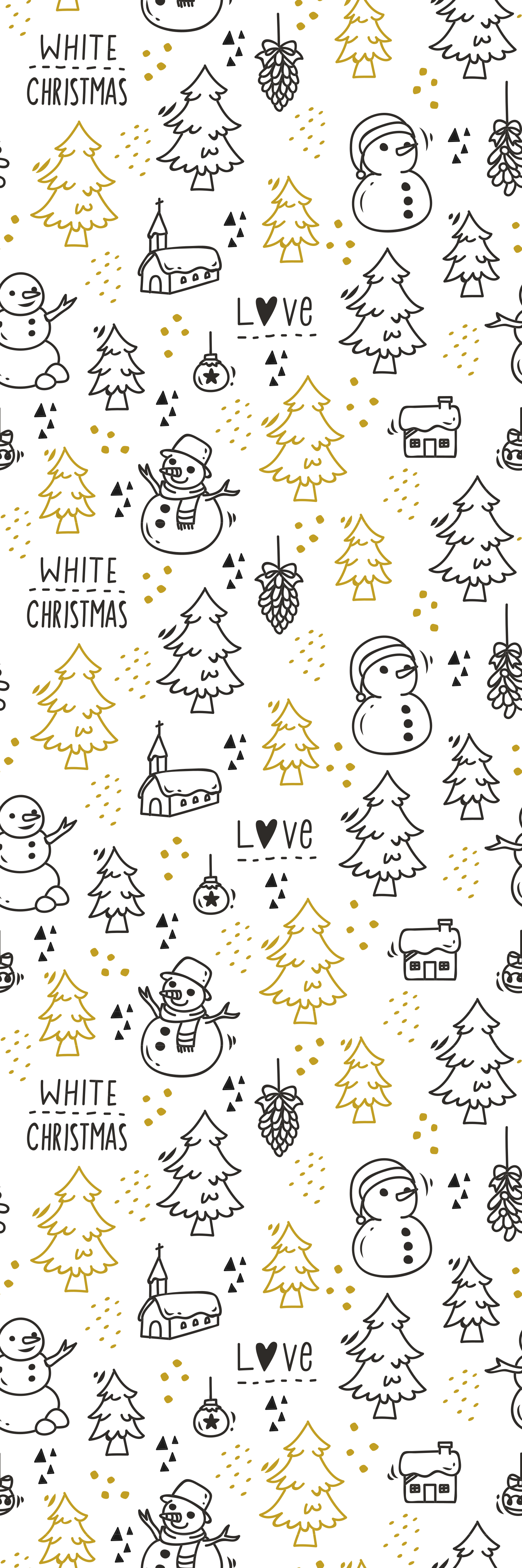 Vinyl tapijt kerstmis zwart en gouden doodles - TenStickers