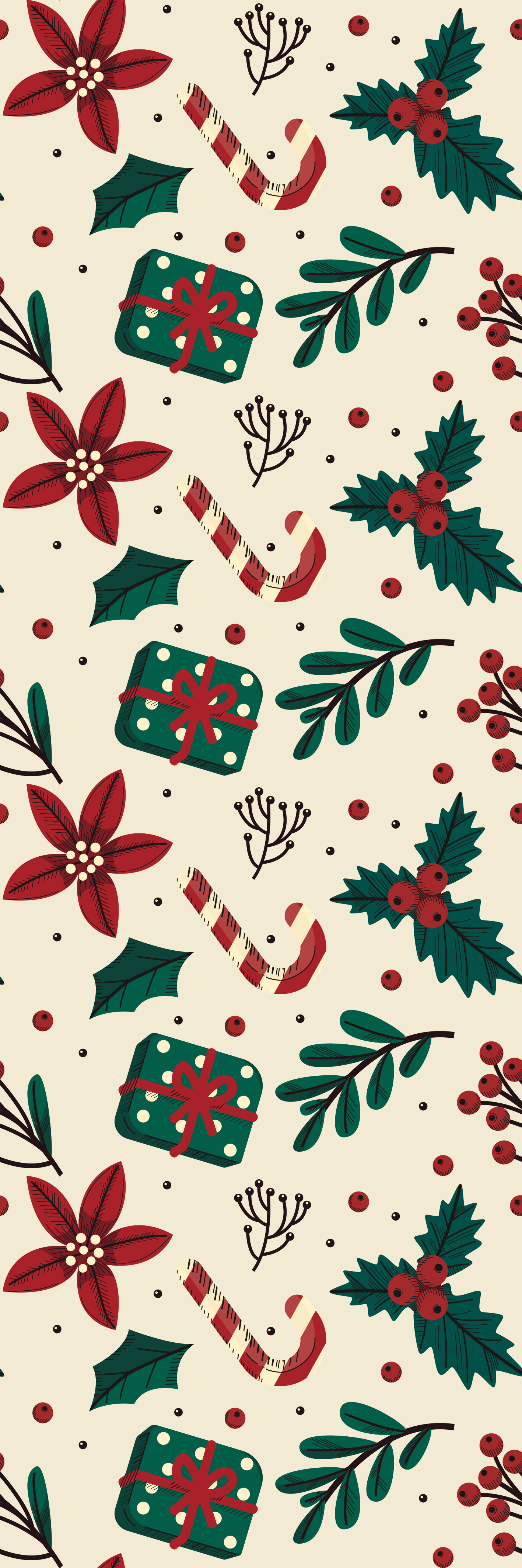 Vinyl tapijt kerstmis groen en rood vintage patroon - TenStickers