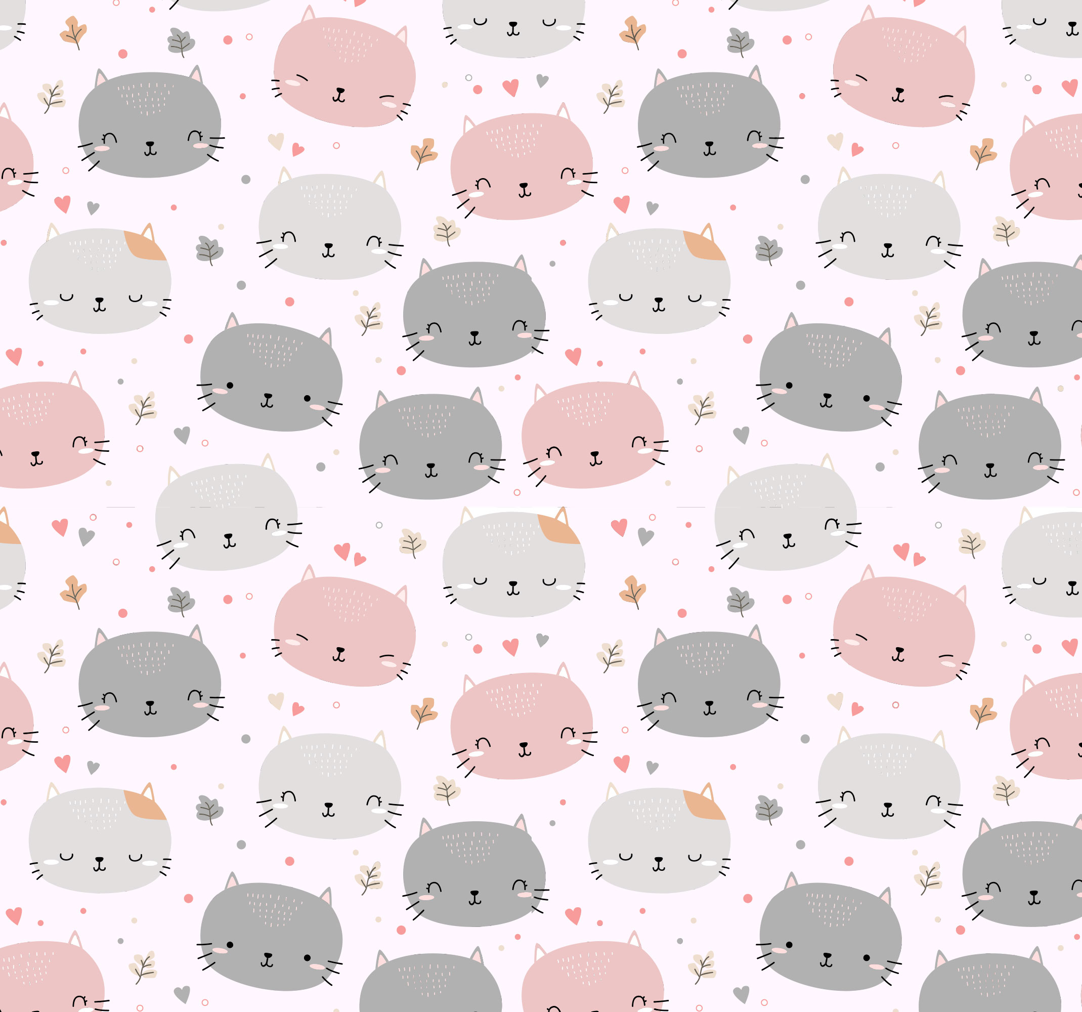 Vinyl tapijt slaapkamer schattige grijze en roze kittens - TenStickers