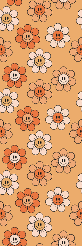 Vinyl tapijt slaapkamer oranje tinten glimlachgezichten - TenStickers