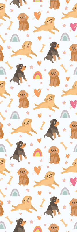 Vinyl tapijt slaapkamer schattige hond en regenboogpatroon - TenStickers