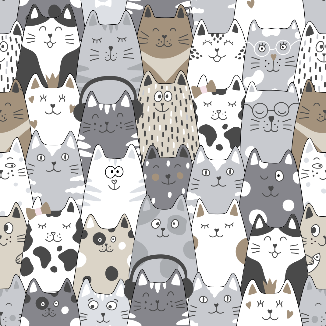 Vinyl tapijt slaapkamer cartoon katten - TenStickers
