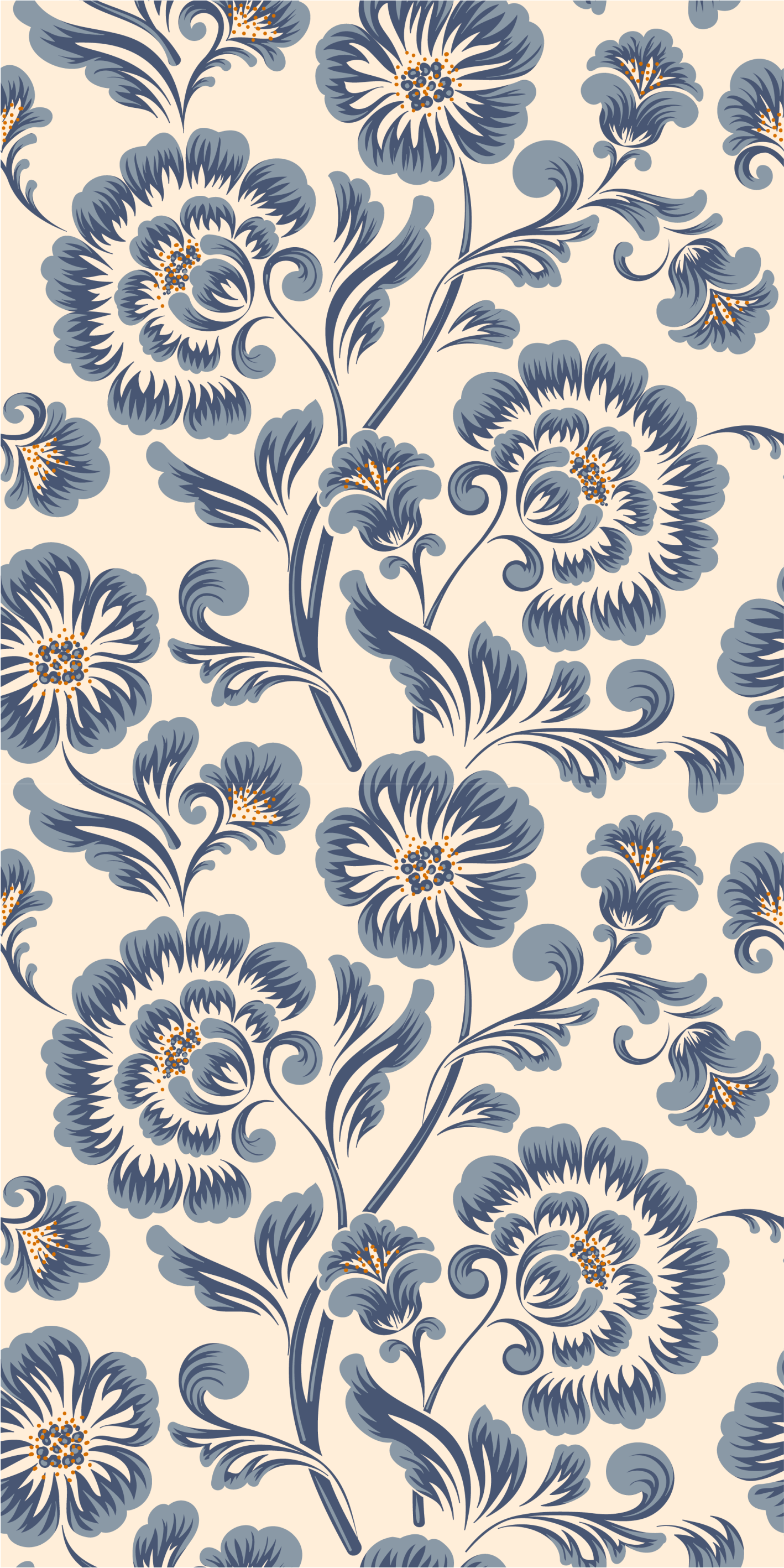 Vinyl tapijt slaapkamer bloemen blauw vintage stijl - TenStickers