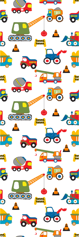 Vinyl tapijt slaapkamer schattig ontwerp graafmachines - TenStickers