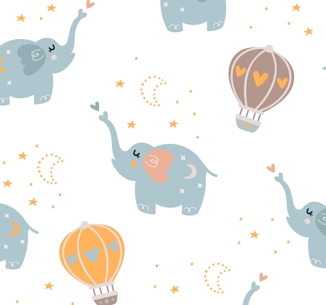 Vinyl tapijt slaapkamer schattige olifanten voor kids - TenStickers