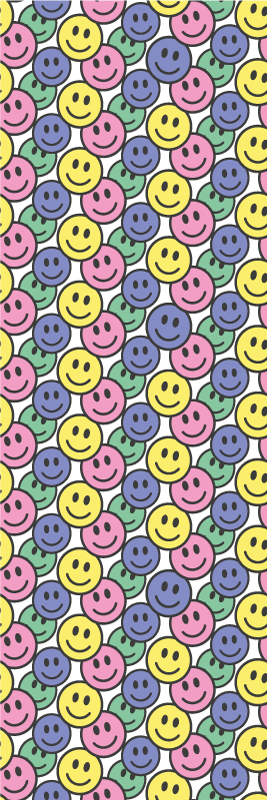 Vinyl tapijt slaapkamer kleurrijke pastel smiley gezichten - TenStickers