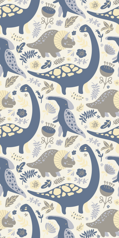 Vinyl tapijt slaapkamer blauwe dinosaurussen nordic stijl - TenStickers
