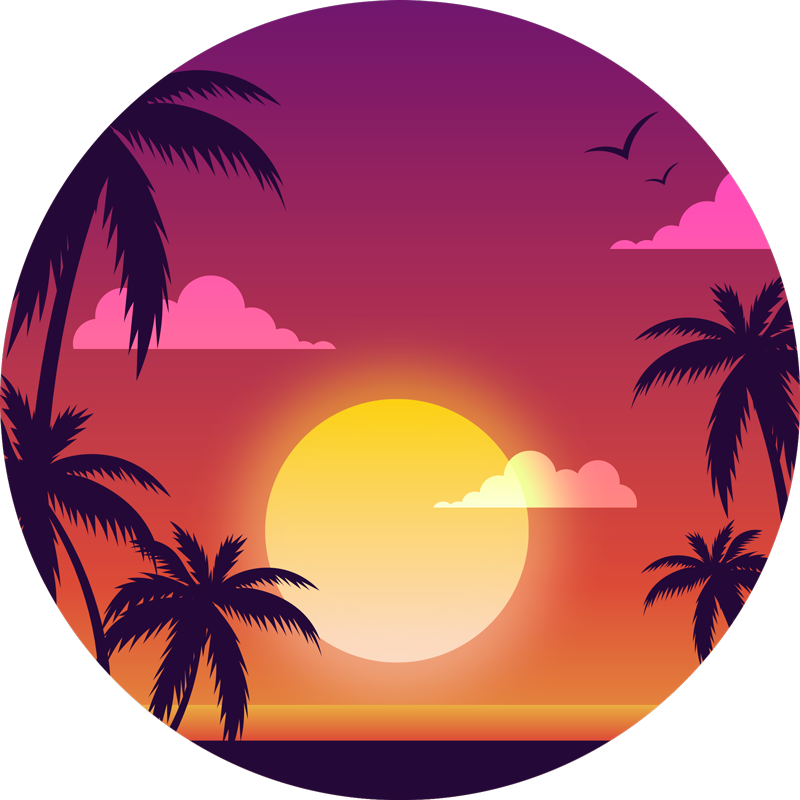 Vinyl tapijt natuur 70's zonsondergang - TenStickers