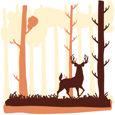 Vinyl tapijt natuur bruin bos en herten - TenStickers
