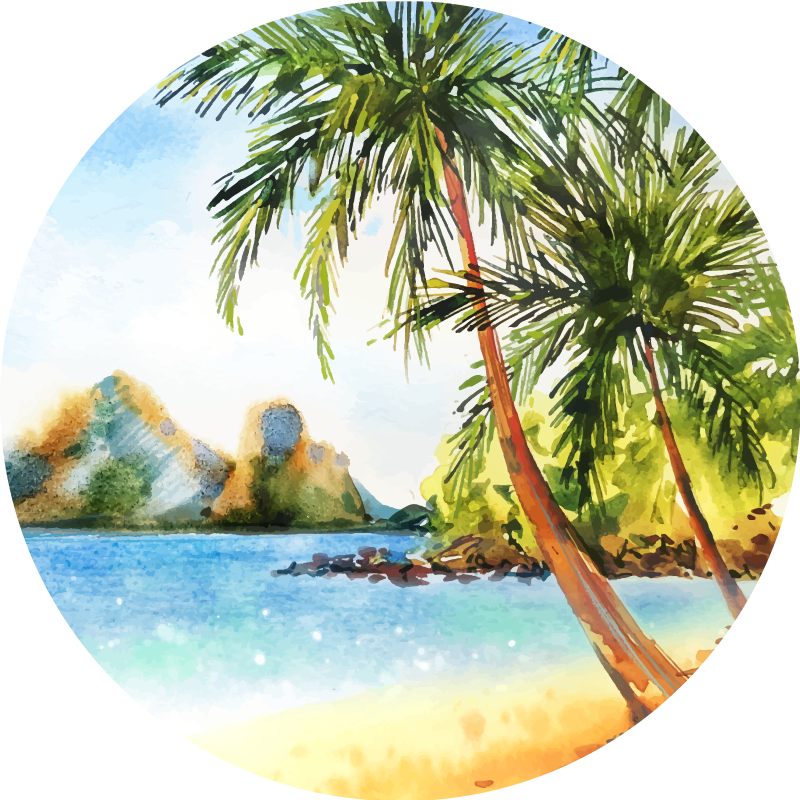 Vinyl tapijt natuur tropische palmkust - TenStickers