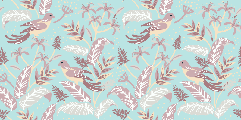 Vinyl tapijt natuur blauw en roze bloemenpatroon - TenStickers