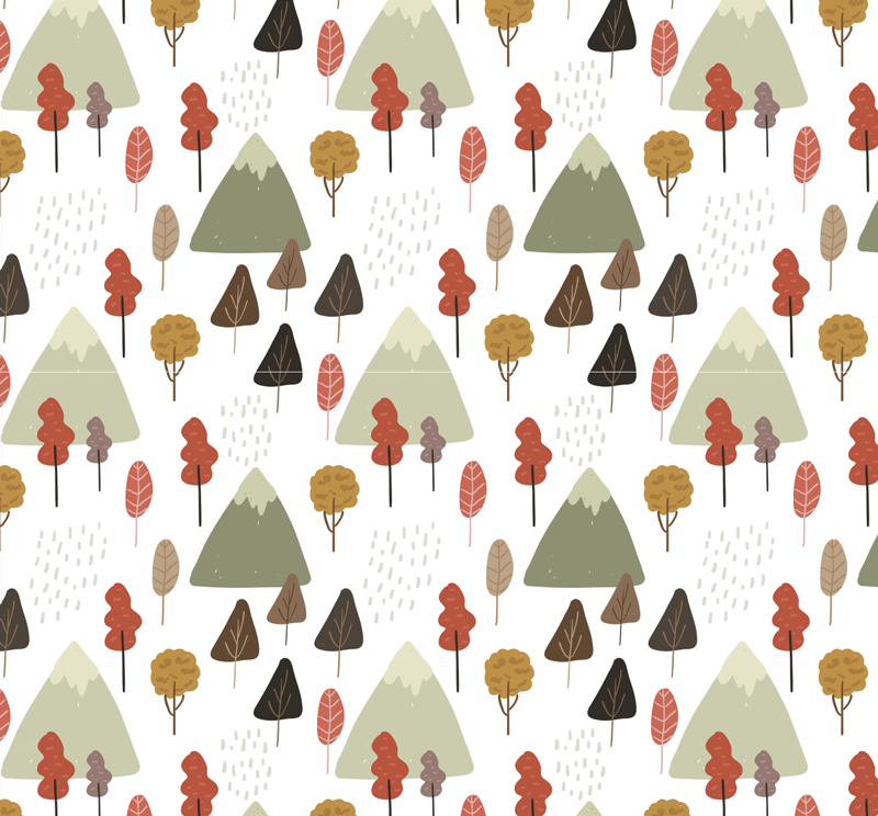 Vinyl tapijt natuur met speelse boompatronen - TenStickers