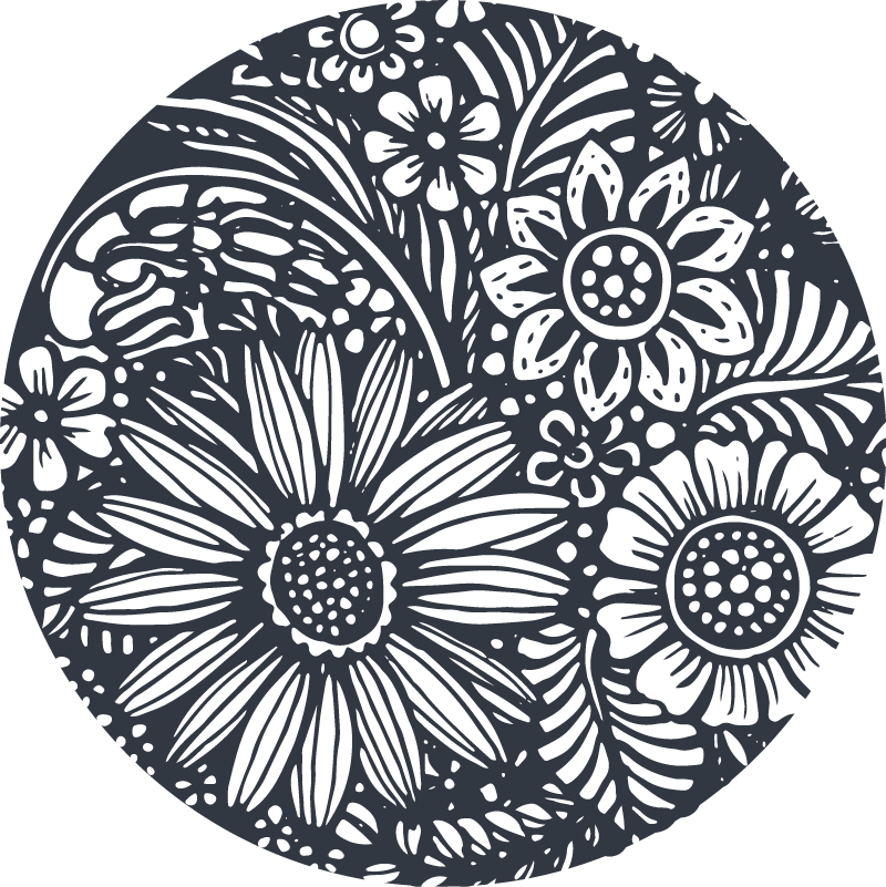 Vinyl tapijt natuur bloemig patroon cirkel - TenStickers