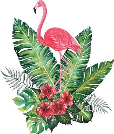 Vinyl tapijt bloemen en planten big tropical flamingo - TenStickers