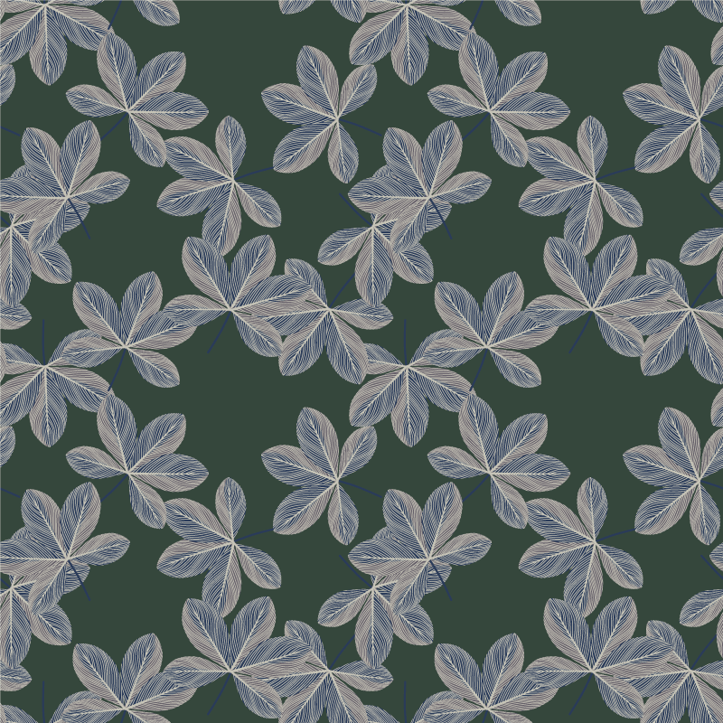 Vinyl tapijt bloemen en planten donker bladeren ontwerp - TenStickers