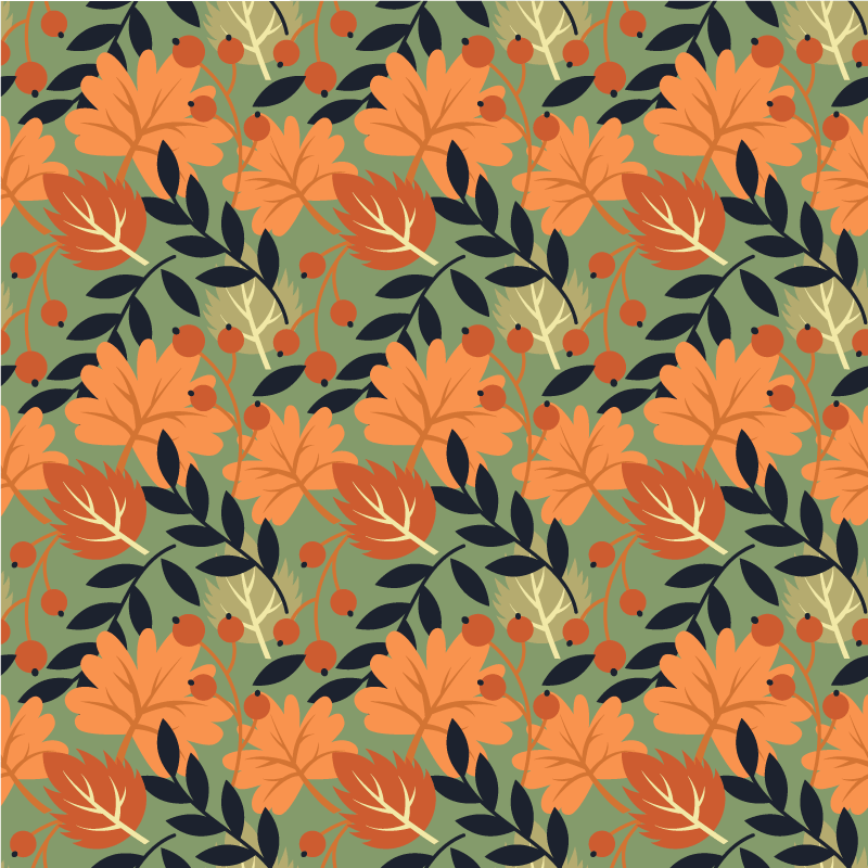 Vinyl tapijt bloemen en planten grote herfstbladeren ontwerp - TenStickers