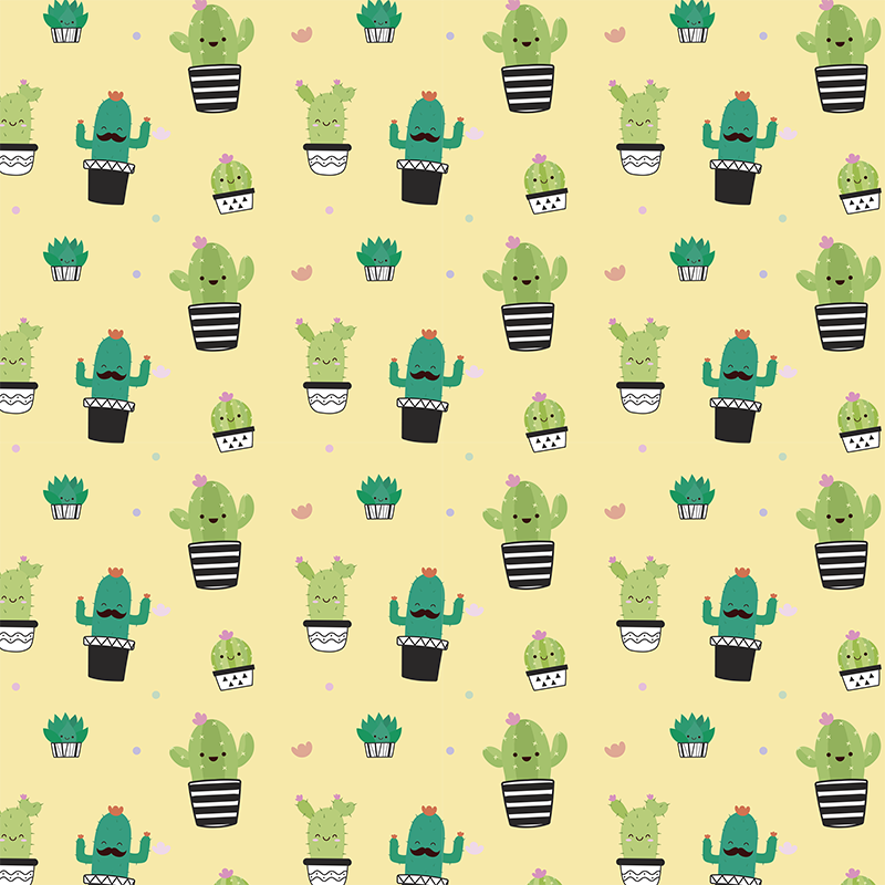 Vinyl tapijt bloemen en planten cactus patroon - TenStickers