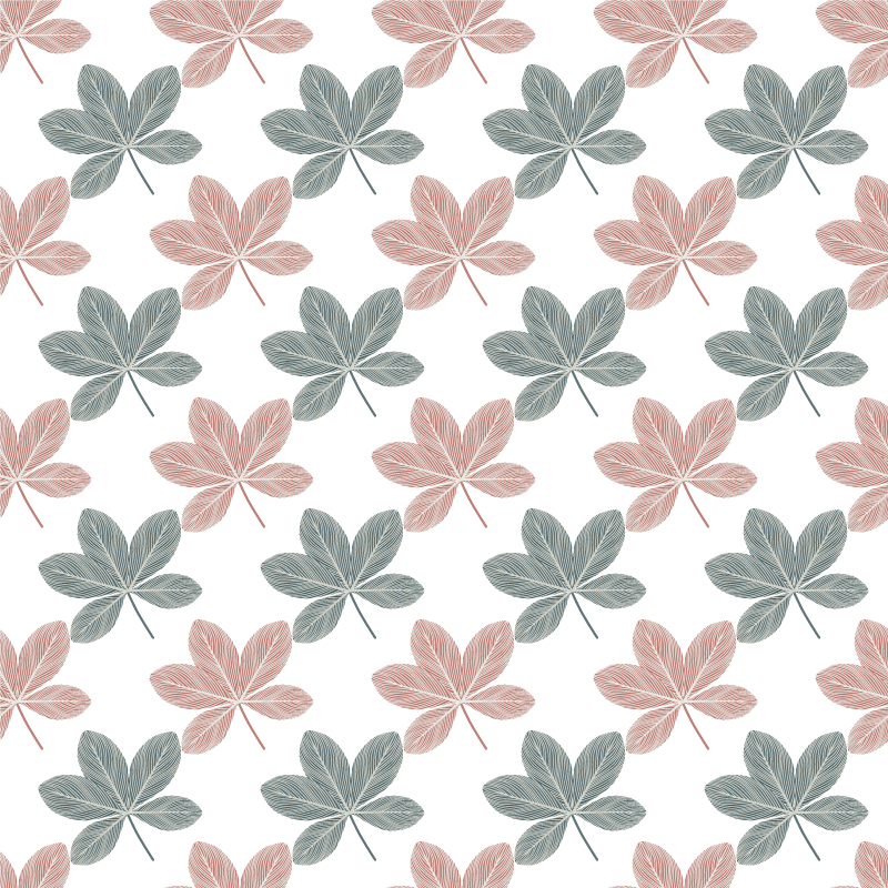 Vinyl tapijt bloemen en planten roze en blauwe bladeren - TenStickers