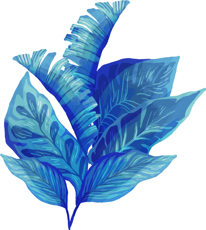 Vinyl tapijt bloemen en planten blauw blad arrangement - TenStickers