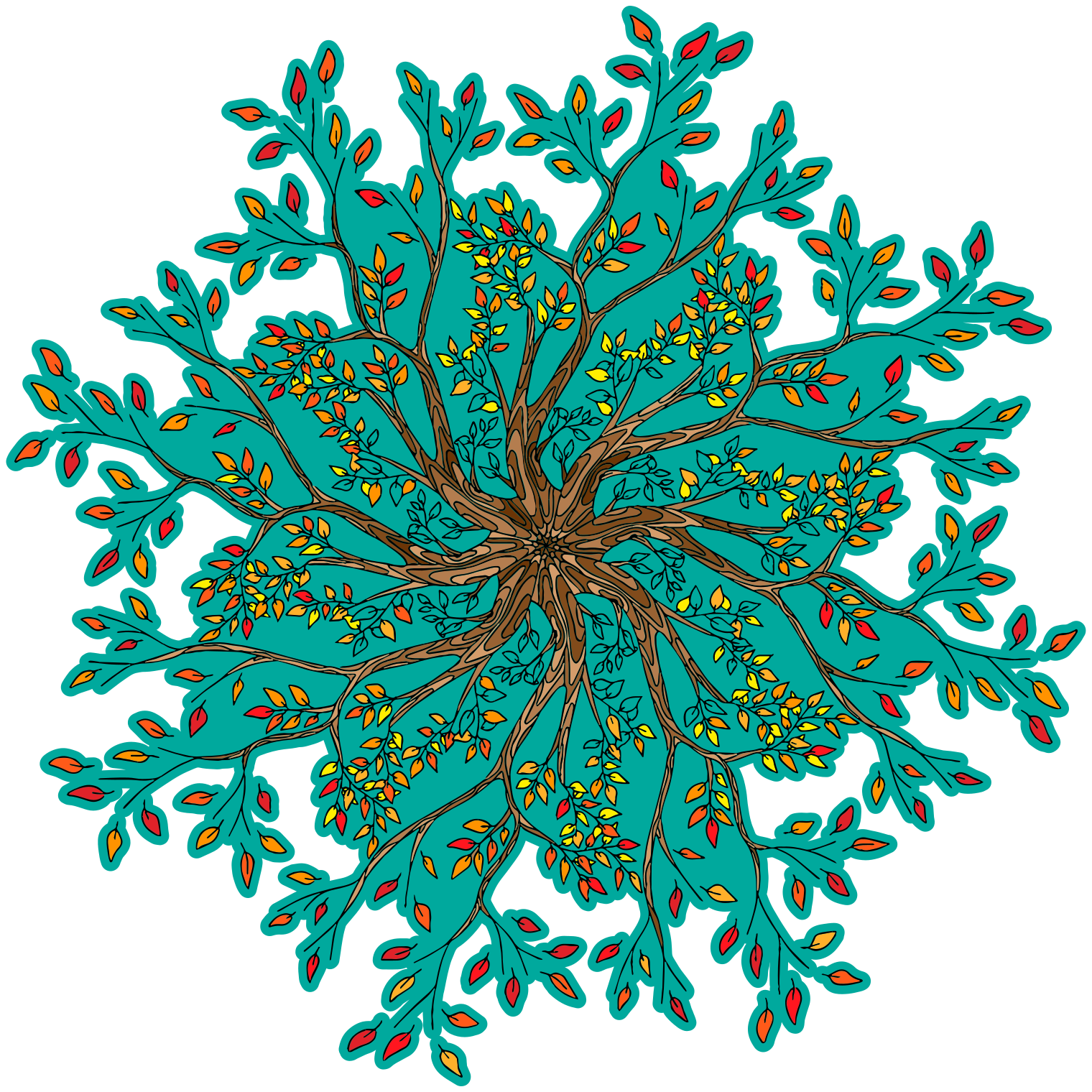 Vinyl tapijt bloemen en planten levendig boomconcept - TenStickers