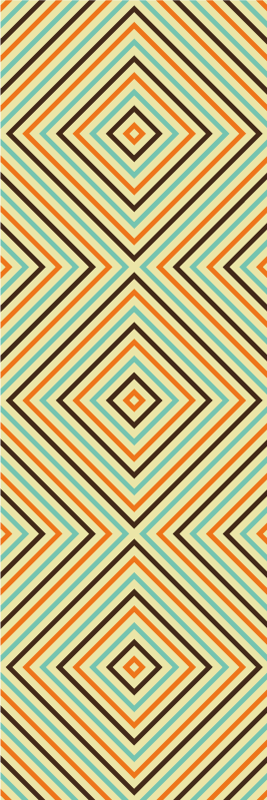 Vinyl tapijt slaapkamer vintage oranje en blauw patroon - TenStickers
