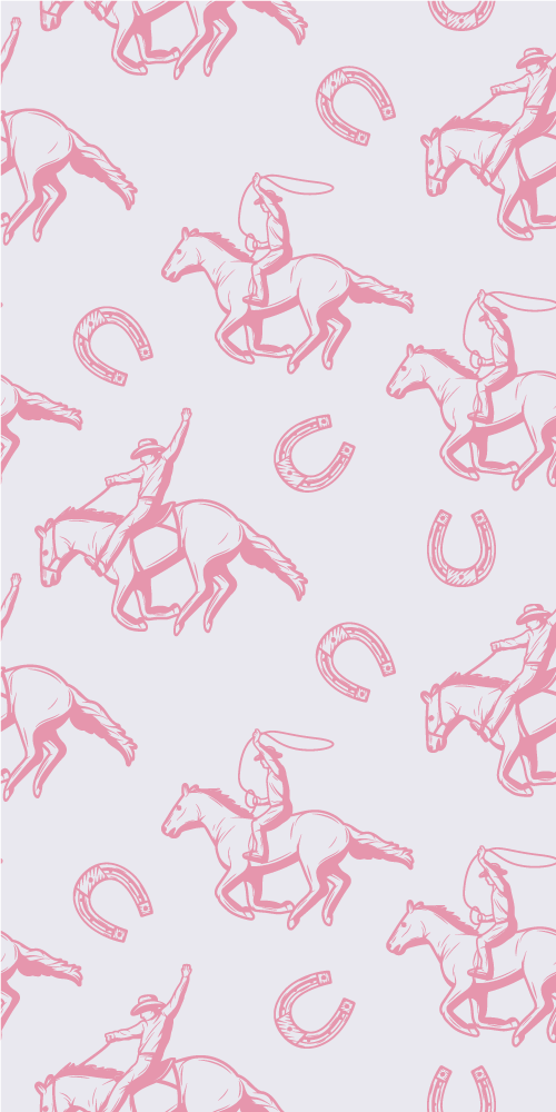 Vinyl tapijt slaapkamer roze cowboypaarden patroon - TenStickers