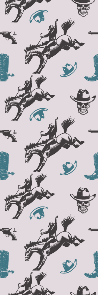 Vinyl tapijt slaapkamer cowboy elementen paard patroon - TenStickers