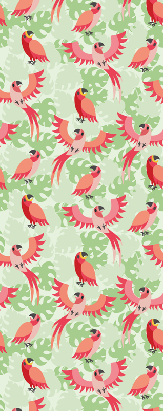 Vinyl tapijt slaapkamer rode vogels op groene bladeren - TenStickers