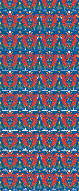 Vinyl tapijt slaapkamer bloemmotief op blauwe achtergrond - TenStickers