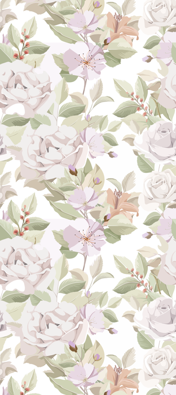 Vinyl tapijt slaapkamer elegant bloemmotief zonder naden - TenStickers