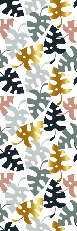 Vinyl tapijt slaapkamer gouden en multicolor bladeren - TenStickers