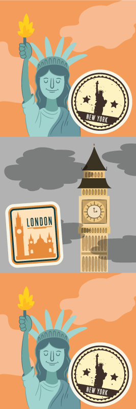 Vinyl tapijt slaapkamer nyc en londen collage - TenStickers