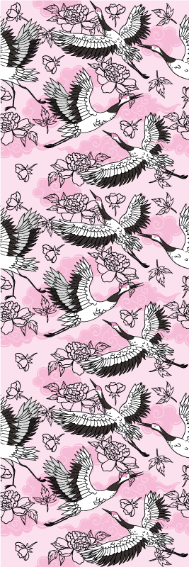 Vinyl tapijt slaapkamer moderne roze vogels patroon - TenStickers