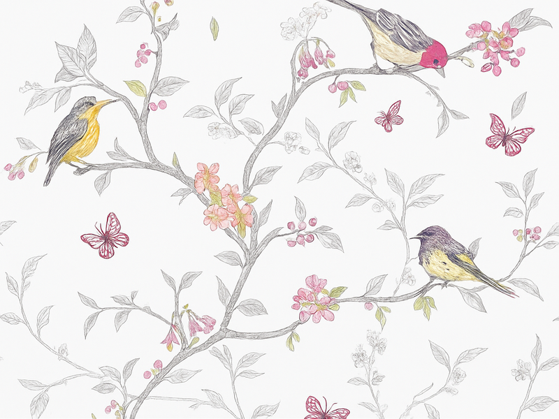 Vinyl tapijt slaapkamer vogels op takken - TenStickers