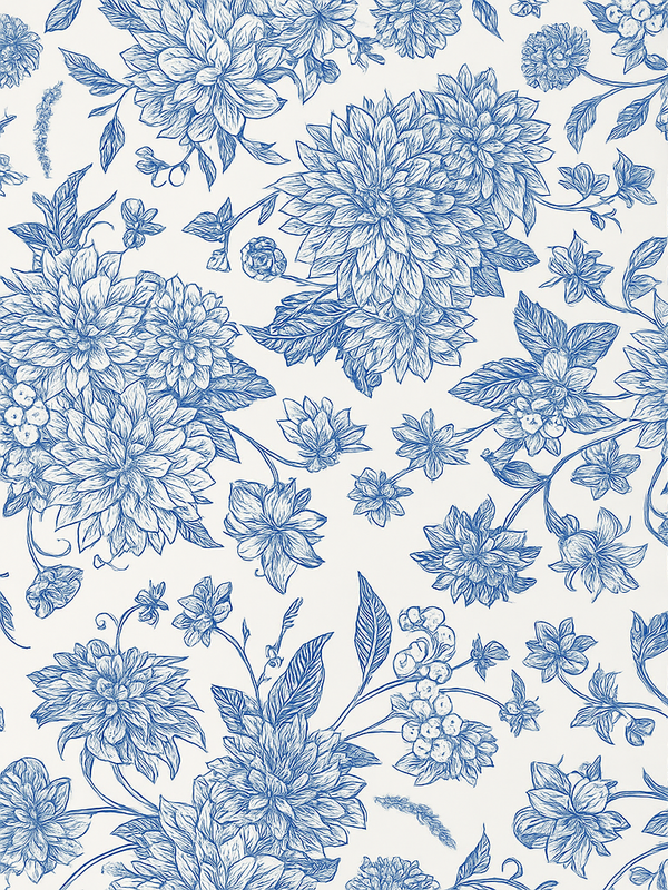 Vinyl tapijt slaapkamer blauwe dahlia bloemendessin - TenStickers