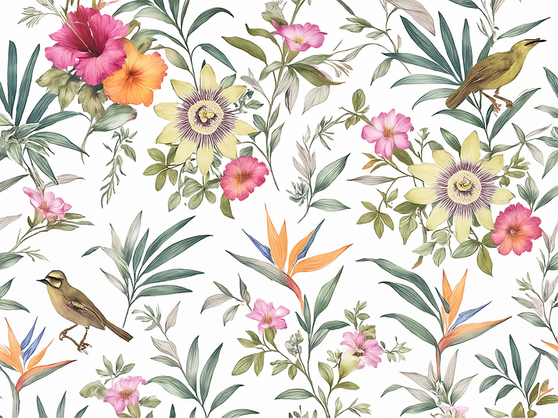 Vinyl tapijt slaapkamer blauw bloemenpatroon - TenStickers