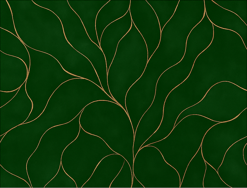 Vinyl tapijt slaapkamer groene en gouden marmerstructuur - TenStickers