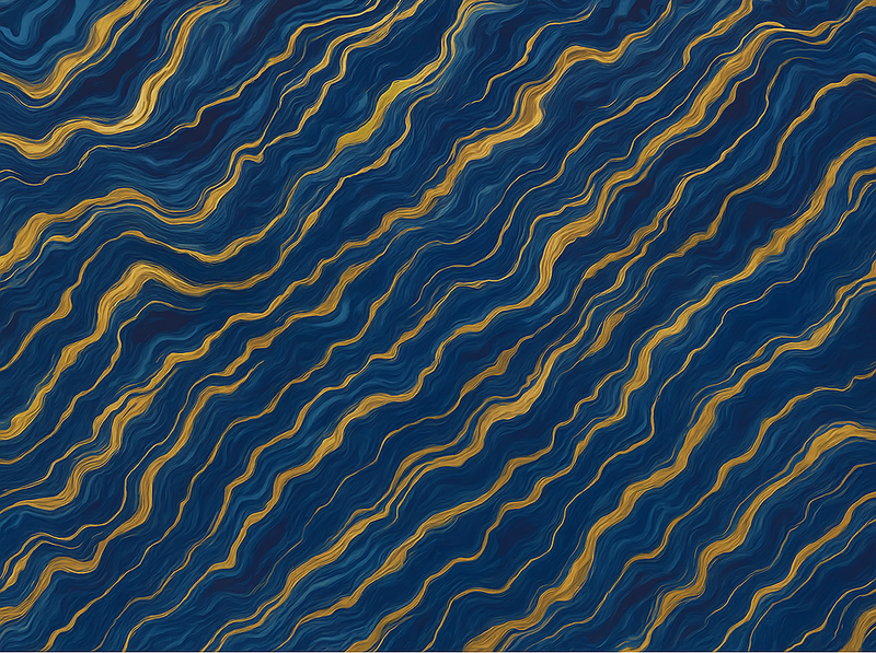 Vinyl tapijt slaapkamer blauwe en gouden marmer effect - TenStickers