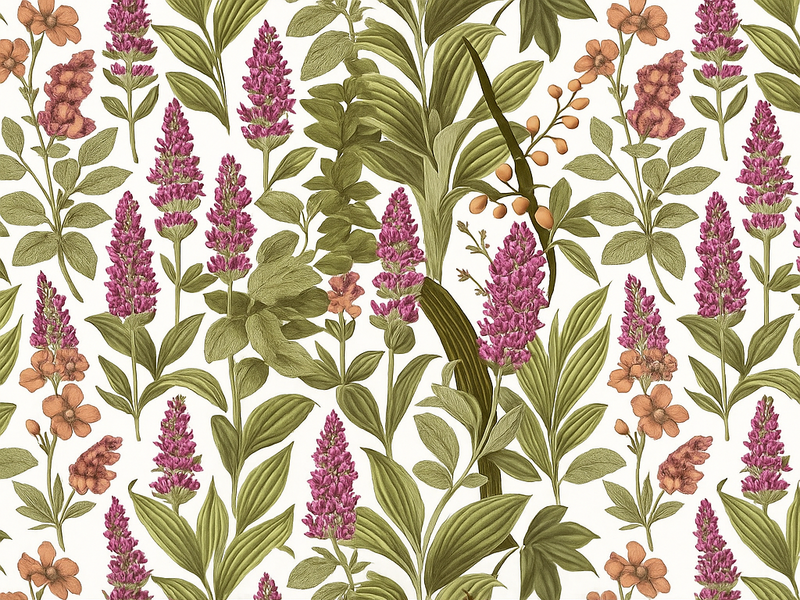 Vinyl tapijt slaapkamer kleurrijk botanisch patroon - TenStickers